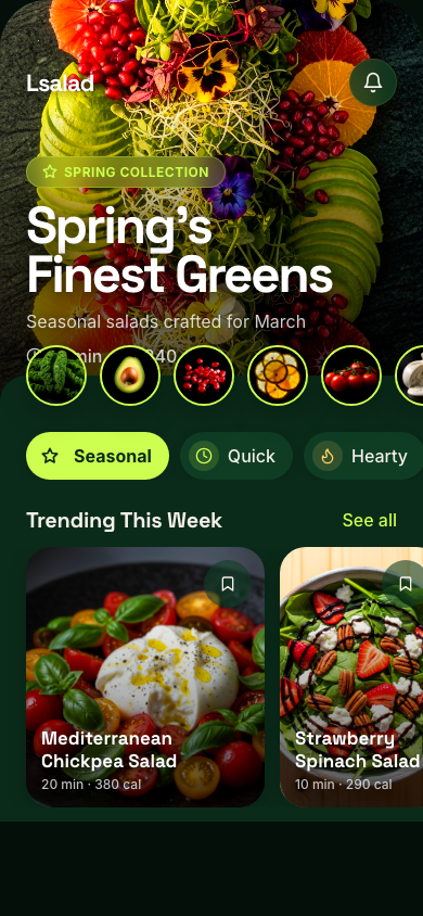 Lsalad home screen
