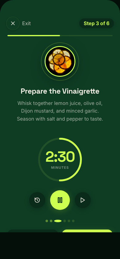 Lsalad guided cooking mode